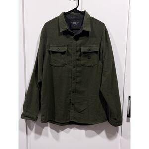 Roark Nordsman Long Sleeve Flannel Shirt Snap Up Dark Military Jacquard Mens Lg